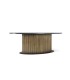 Mesa de Comedor Ovalada Negra en Madera de Mango con Base Dorada Estilo Art Déco Moderno Imperium, lado