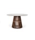 Mesa de Comedor Redonda de Mármol Claro con Base de Madera Estilo Escandinavo Moderno Atlas