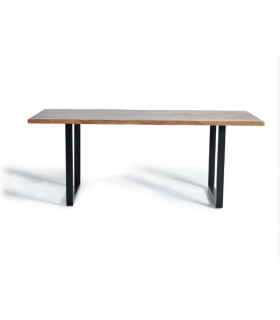 Mesa de Comedor Madera de Acacia Maciza con Patas Metálicas Ronan, frente