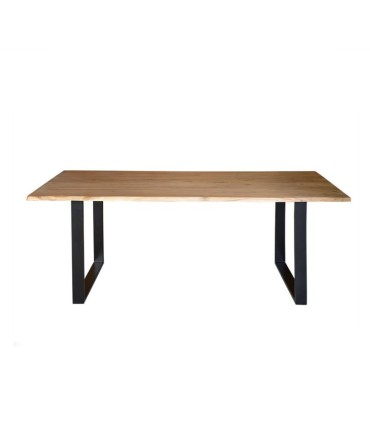 Mesa de Comedor Madera de Acacia Maciza con Patas Metálicas Ronan