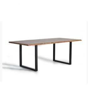 Mesa de Comedor Madera de Acacia Maciza con Patas Metálicas Ronan, lado