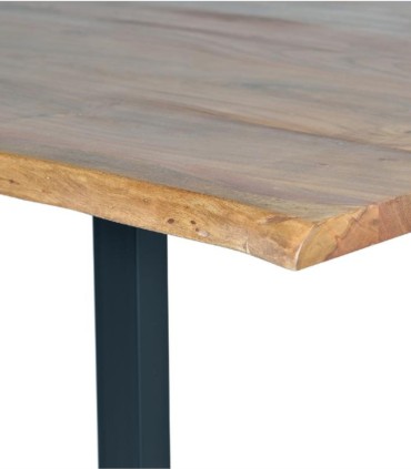 Mesa de Comedor Madera de Acacia Maciza con Patas Metálicas Ronan, detalle
