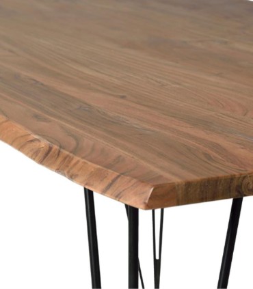 Mesa de Comedor Madera Maciza de Acacia con Patas Metálicas Hairpin Fergus, esquina