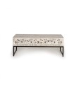 Mesa de Centro de Madera de Mango Tallada y Metal Negro Lucky