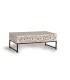 Mesa de Centro de Madera de Mango Tallada y Metal Negro Lucky, lado