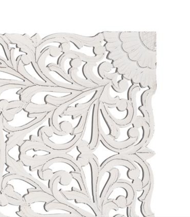 Cabecero Decorativo Blanco Tallado a Mano Mayab, detalle