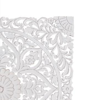 Cabecero Decorativo Blanco Tallado a Mano Mayab, esquina