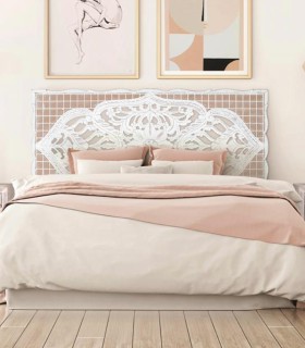 Cabecero Decorativo Tallado a Mano Blanco Vintage Elisee, ambiente