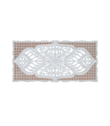 Cabecero Decorativo Tallado a Mano Blanco Vintage Elisee, frente