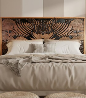 Cabecero de Madera Maciza de Acacia Tallado Artesanal Nicte
