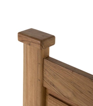 Cabecero Oriental de Teca Maciza Tallado Zen Natural Akira, detalle pata