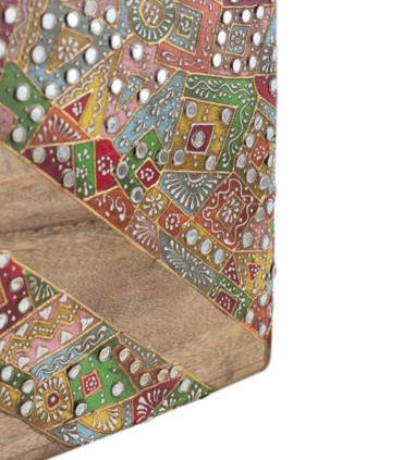 Cabecero Étnico de Madera Maciza de Mango con Mosaico Artesanal Akari, detalles
