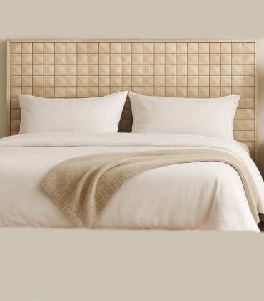 Cabecero de Madera Maciza de Mango Geométrico Vertex, ambiente