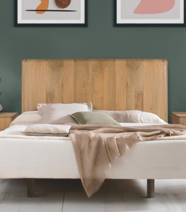 Cabecero Liso de Madera de Mango Natural Moderno Lunaris, ambiente