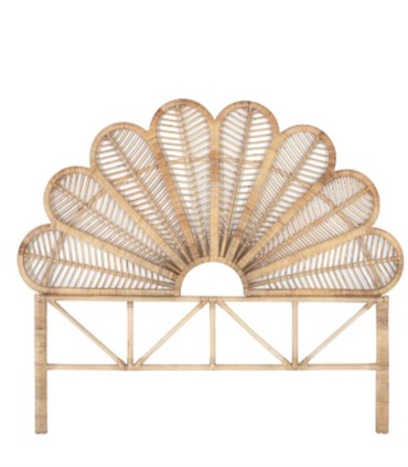 Cabecero de Ratán Natural 180 cm Estilo Boho Tropical Luciana, frente