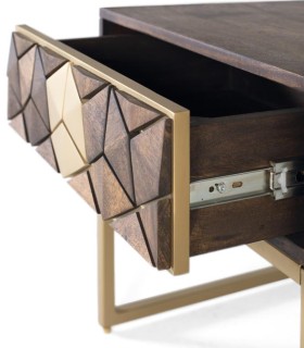 Mesita de Noche de Madera de Mango con 1 Cajón Hexa