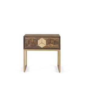 Mesita de Noche de Madera de Mango con 1 Cajón Hexa