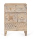 Mesita de Noche de Madera de Mango con 5 Cajones Decorados a Mano Estilo Boho Étnico Leyva