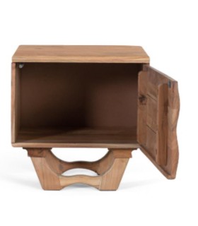 Mesita de Noche de Madera de Acacia Natural Lunaris, abierta