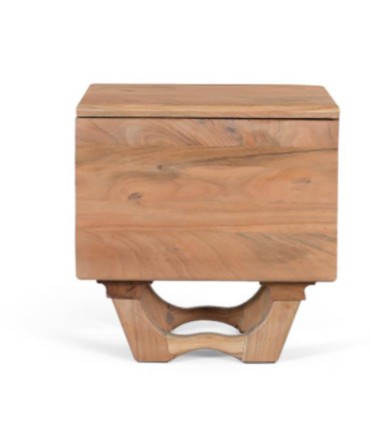 Mesita de Noche de Madera de Acacia Natural Lunaris, frente