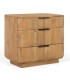 Mesita de Noche de Madera de Mango Natural con 3 Cajones Lunaris I, lado