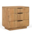 Mesita de Noche de Madera de Mango Natural con 3 Cajones Lunaris I
