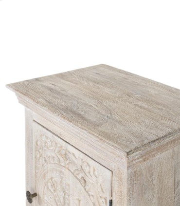 Mesita de Noche de Madera de Mango Tallada a Mano Kaia, arriba