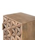 Mesita de Noche Geométrica de Madera de Mango con Relieve Yaxkin, perfil