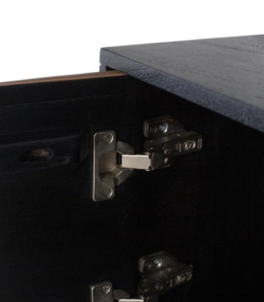 Mesita de noche de madera de mango maciza con 1 puerta Volkov, puerta