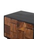 Mesita de noche de madera de mango maciza con 1 puerta Volkov, detalle perfil