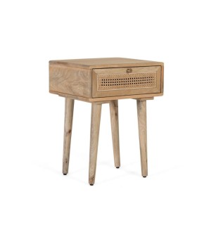 Mesita De Noche De Madera Natural Con Rejilla Nobile
