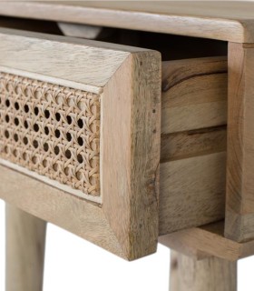 Mesita De Noche De Madera Natural Con Rejilla Nobile, detalle