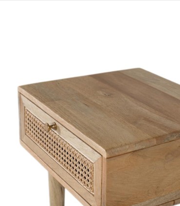 Mesita De Noche De Madera Natural Con Rejilla Nobile