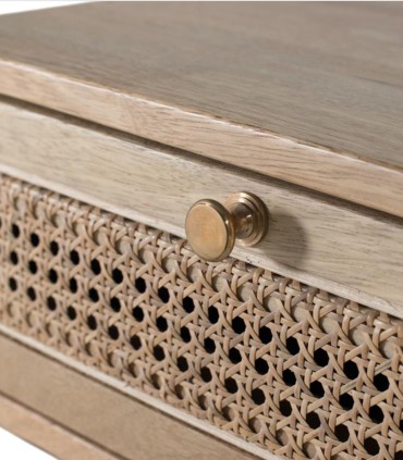 Mesita De Noche De Madera Natural Con Rejilla Nobile
