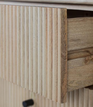 Mesita de Noche de Madera de Mango con 2 Cajones Estilo Nórdico Tundra
