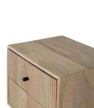 Mesita de Noche de Madera de Mango con 2 Cajones Estilo Nórdico Tundra