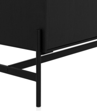 Mueble TV de Madera de Mango con Puertas Ranuradas Noah, detalle trasero pata