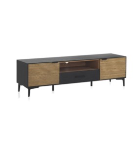 Mueble TV de Madera de Mango con Puertas Ranuradas Noah, frente