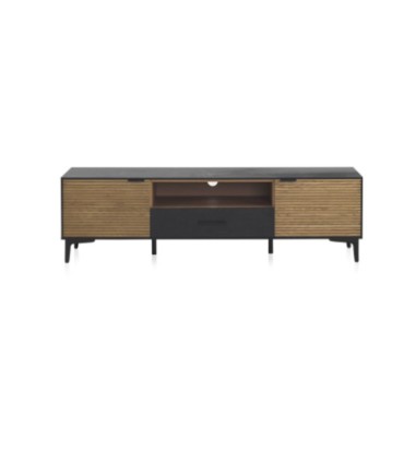 Mueble TV de Madera de Mango con Puertas Ranuradas Noah, frente