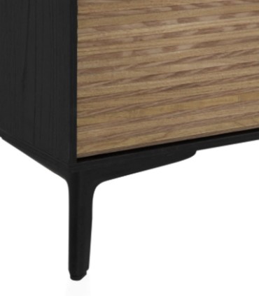Mueble TV de Madera de Mango con Puertas Ranuradas Noah, detalle pata
