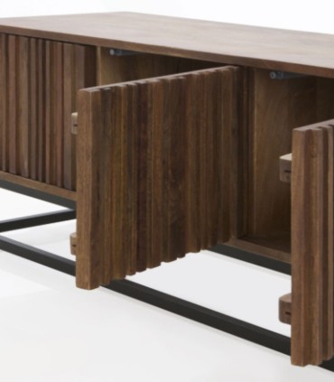 Mueble TV de Madera Maciza de Mango con Puertas Laminadas Jonas