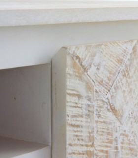 Mueble TV de Madera Maciza de Mango Natural con Relieve Tina