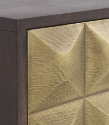 Mueble TV de Madera Maciza de Mango y Latón Dorado Cleo