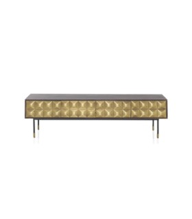 Mueble TV de Madera Maciza de Mango y Latón Dorado Cleo