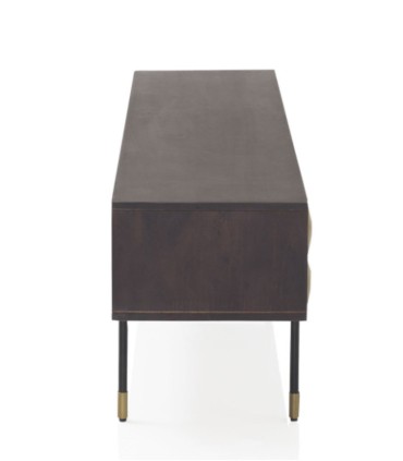 Mueble TV de Madera Maciza de Mango y Latón Dorado Cleo