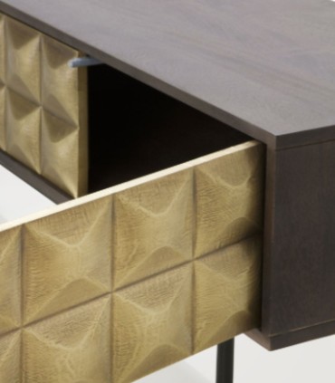Mueble TV de Madera Maciza de Mango y Latón Dorado Cleo