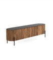 Mueble TV Elíptico de Madera Maciza de Mango con Encimera Negra Redoli