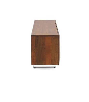 Mueble TV de Madera Maciza de Mango con Relieve Geométrico Aitana