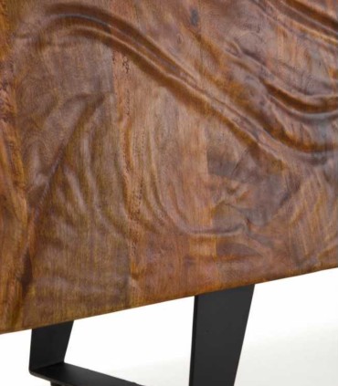 Mesa TV de Madera Maciza de Mango con Relieve Tikal