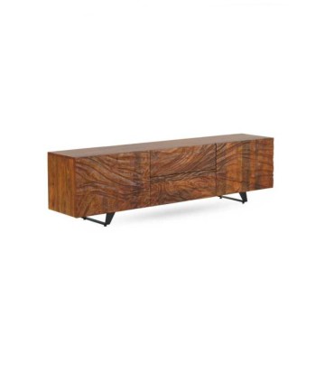 Mesa TV de Madera Maciza de Mango con Relieve Tikal